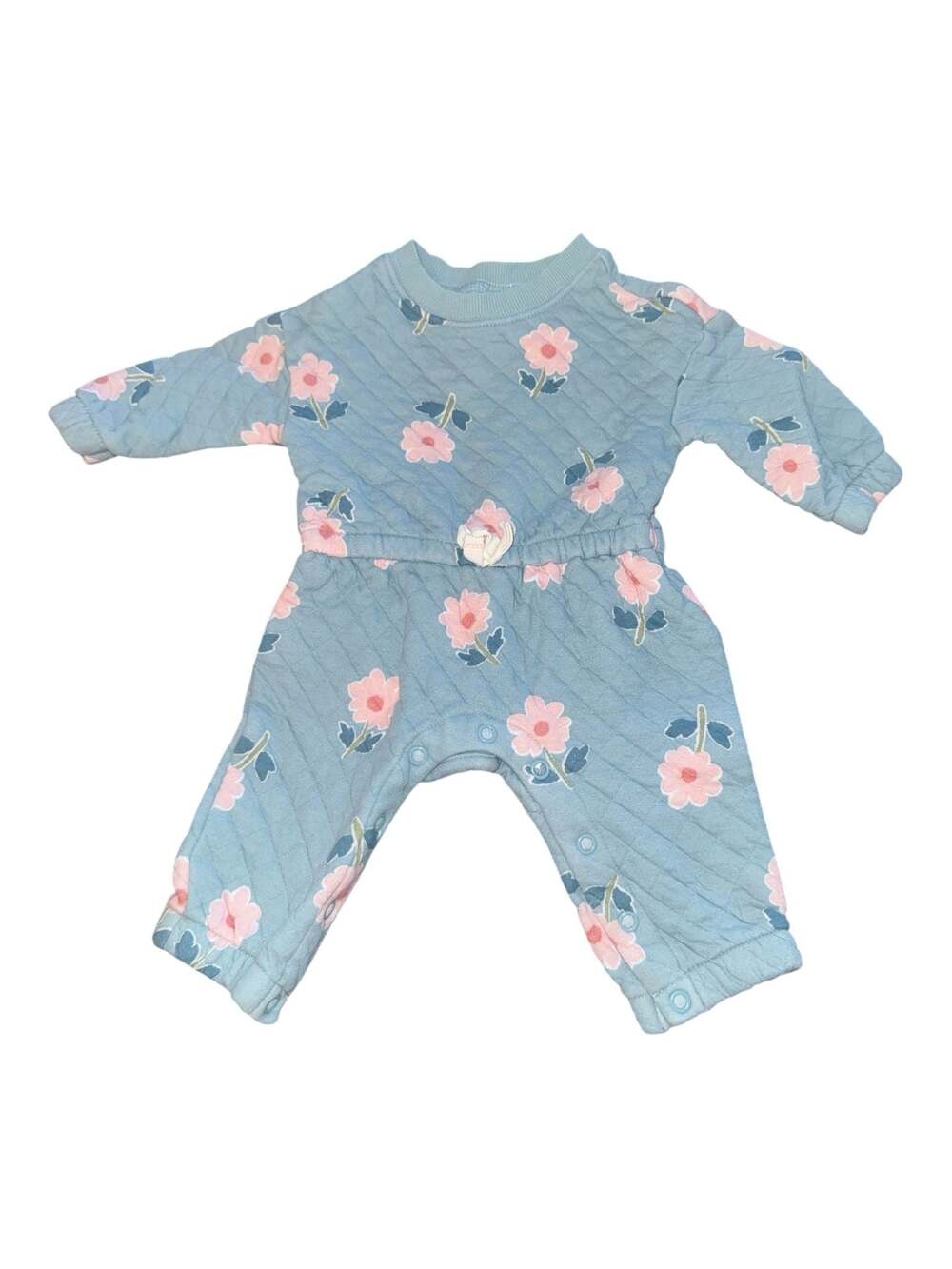 Carter's Baby Girls Quilted Floral Print Long Sleeve Jumpsuit